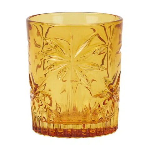 Annabel Trends Amber Palm Glass Tumbler - Set of 4