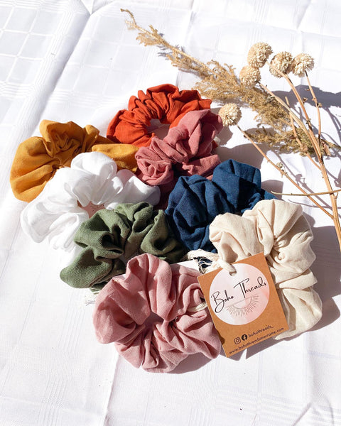Boho Threads Linen Hair Scrunchies