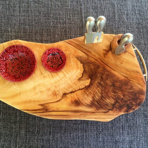 Natures Cutting Board Serving Board + Knife + Bowl