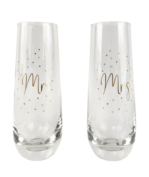 Champagne Mr & Mrs Glass Gold 16cm - Set