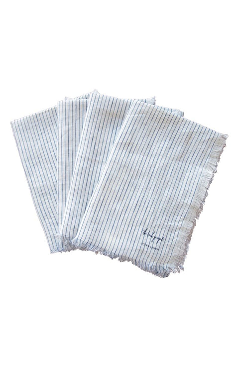The Beach People Linen Napkin Set - Blue Stripe